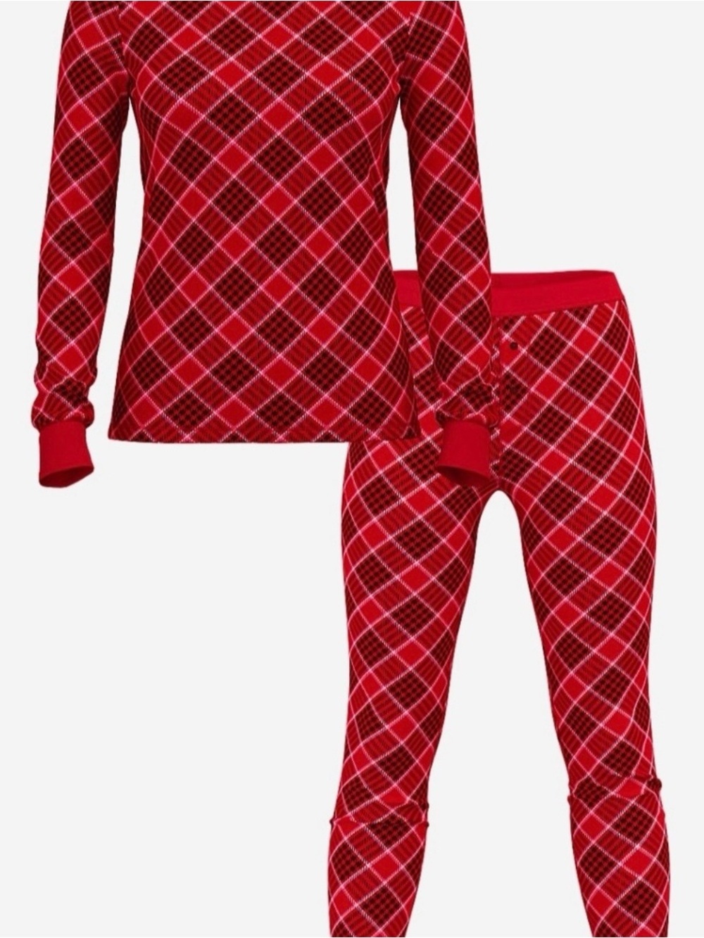 Victoria’s Secret Red Plaid Thermal Pajama Set XL Long Christmas Sleepwear